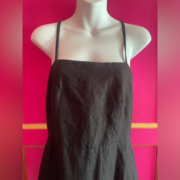 & Other Stories Paris Atelier Black Criss Cross Linen Blend Midi Dress size 8 - Picture 3 of 7